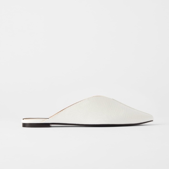 NWT Zara Animal Embossed Leather White Mules - Picture 2 of 8
